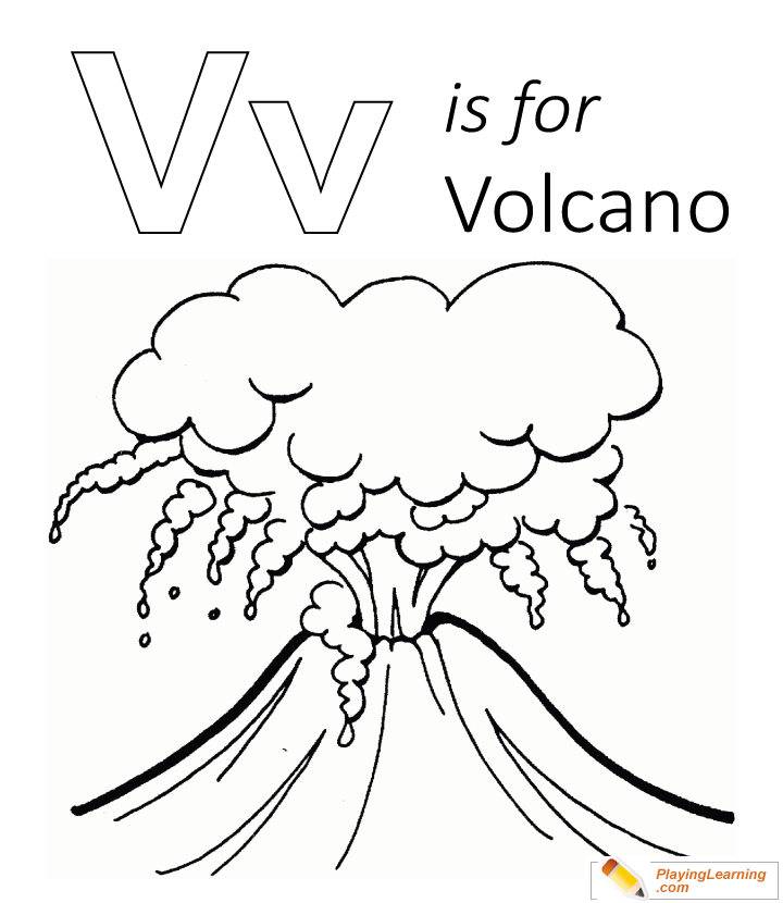 V is for volcano coloring page free v is for volcano coloring page