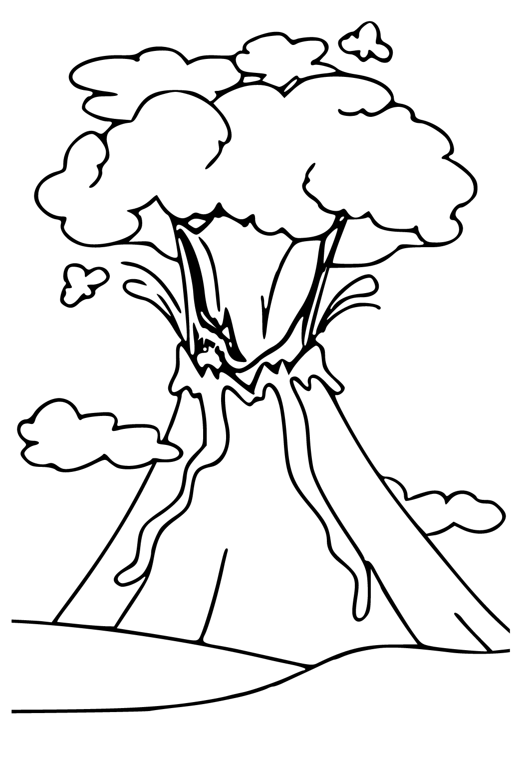 Free printable volcano eruption coloring page for adults and kids