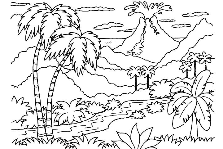 Kids coloring pages volcano