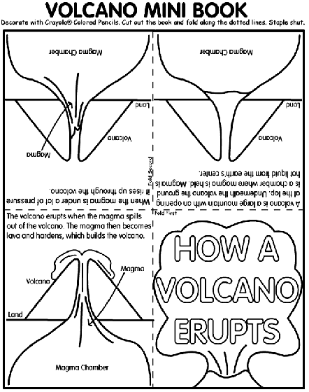 Volcano mini book coloring page
