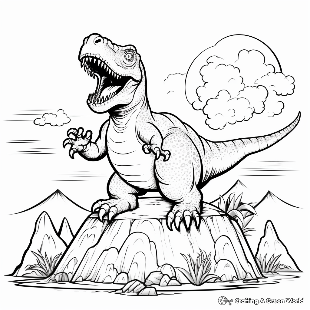 Dinosaur volcano coloring pages