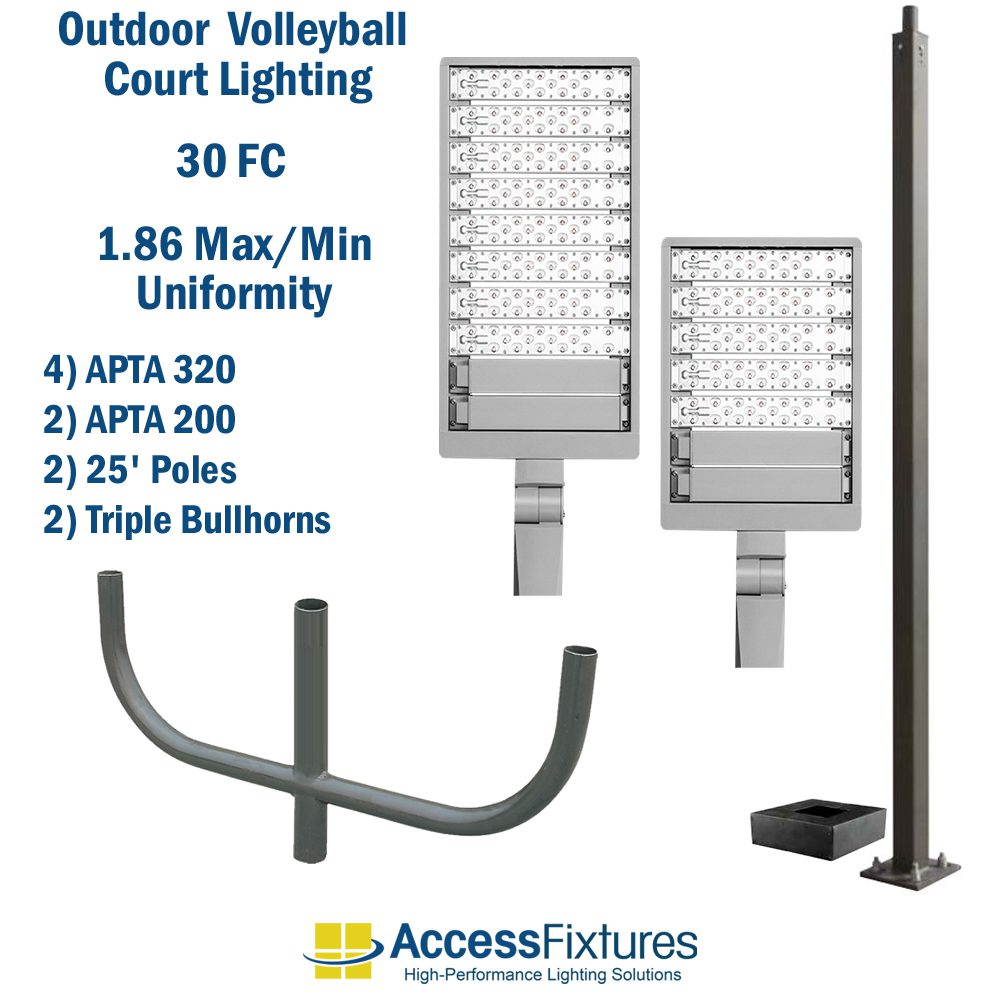 Outdoor volleyball court lighting ft poles fc court