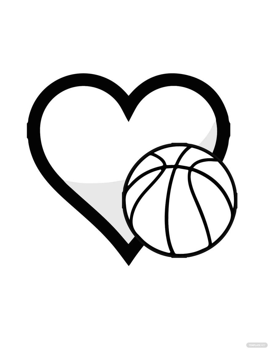 Free basketball heart coloring page