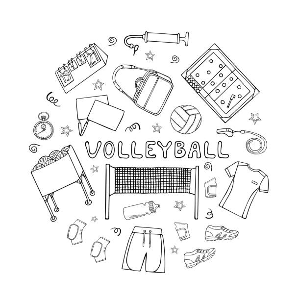 Volleyball court drawing stock illustrations royalty