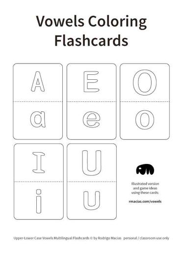 Multilingual vowels flashcards upper