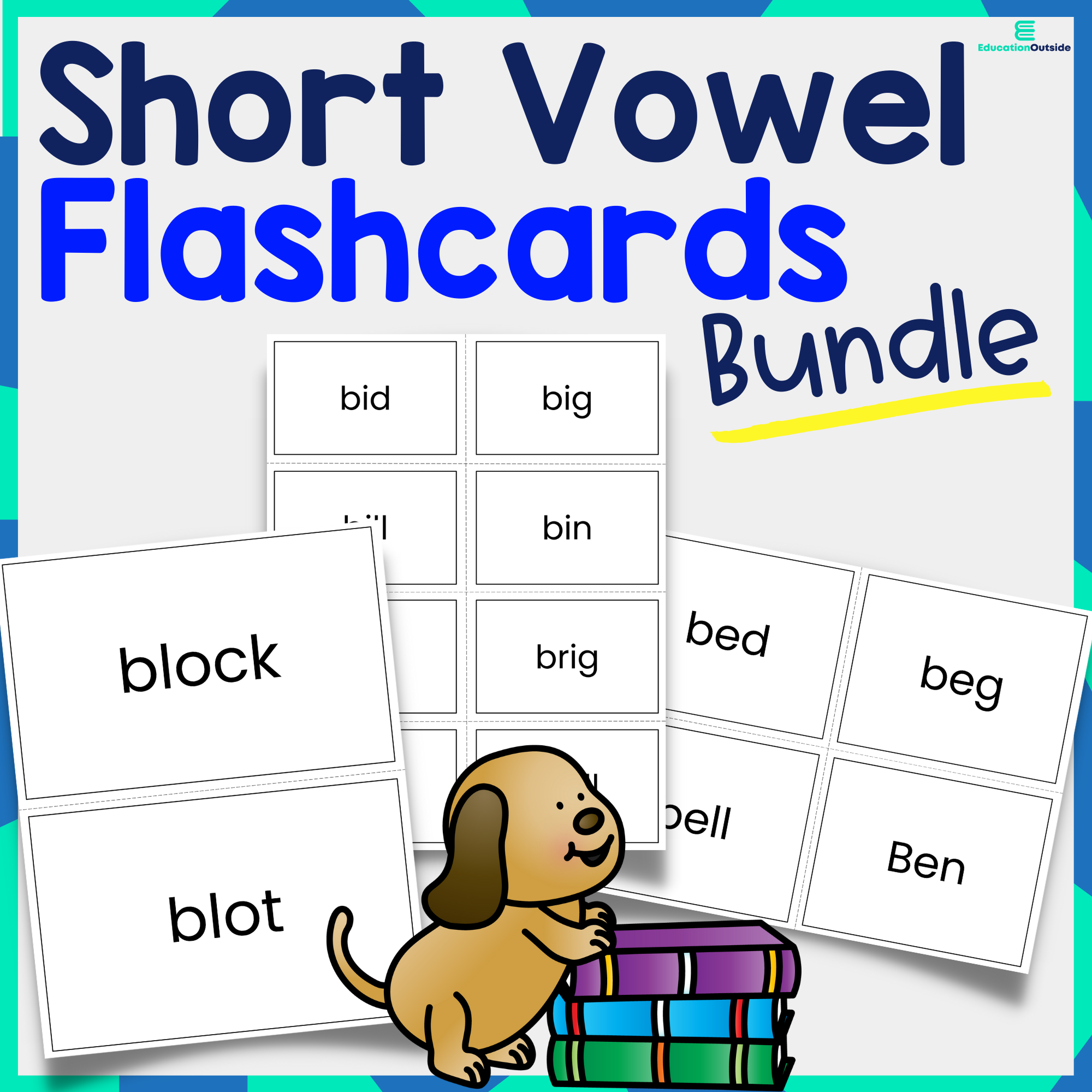 Short vowel flashcard packet a e i o u