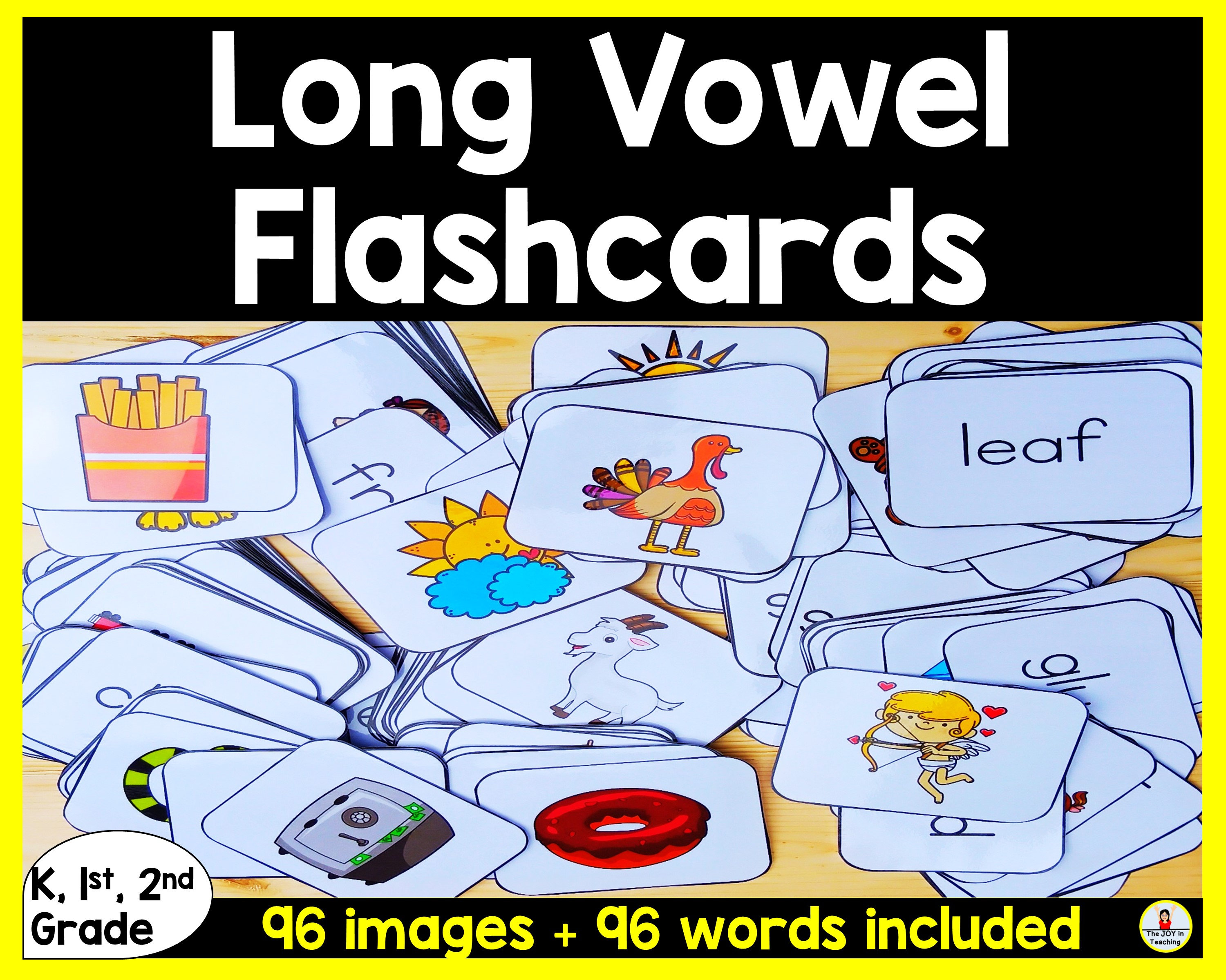 Long vowel word and picture flashcards