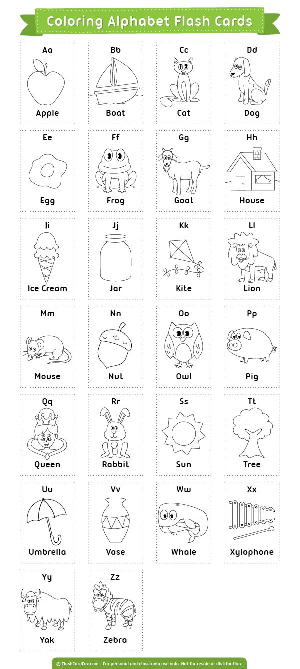 Free printable coloring alphabet flash cards download them in pdf format at httpflashcardfoxdownloadcolâ alphabet flashcards flashcards abc flashcards