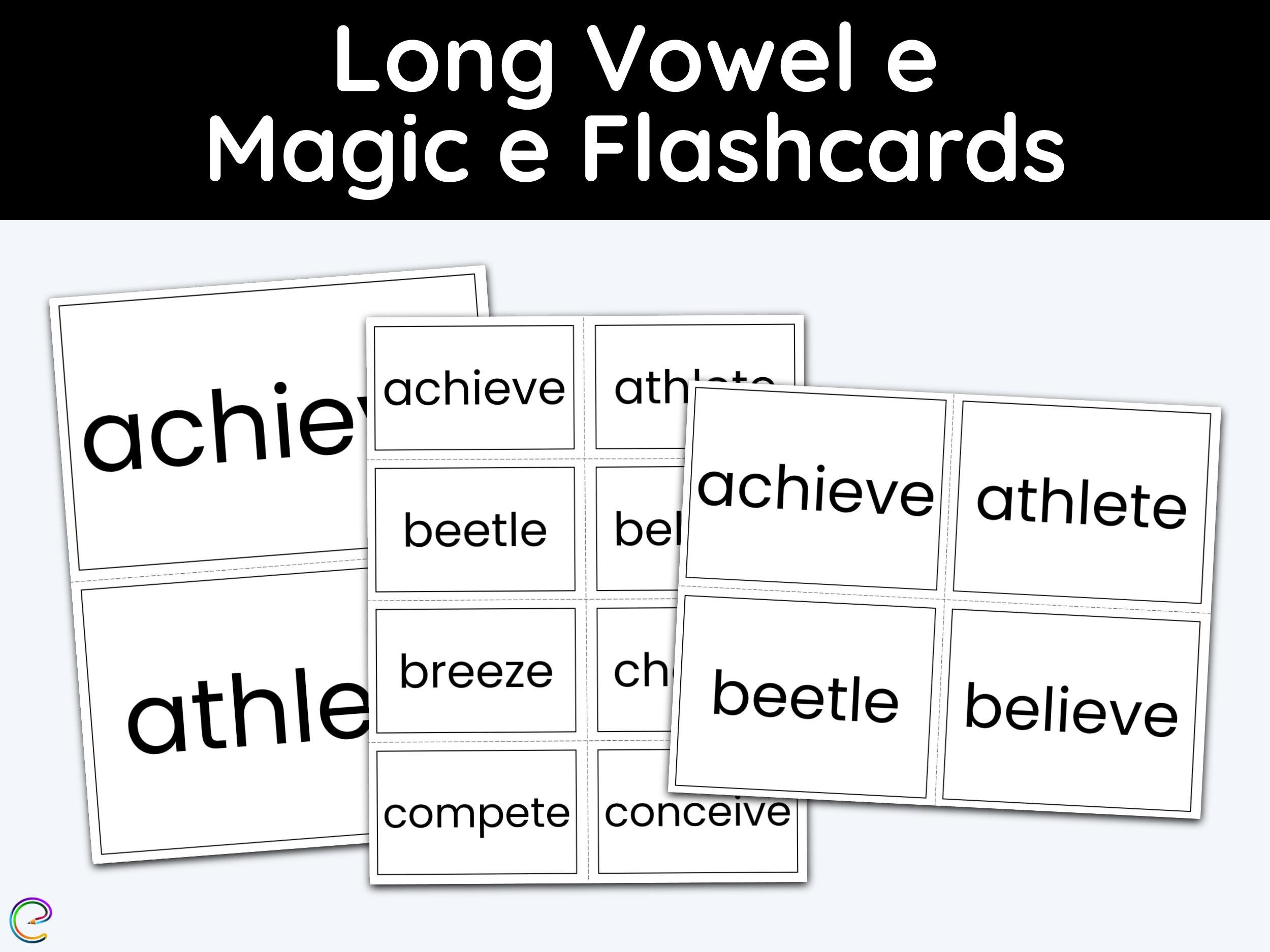 Long e long vowels magic e flashcards st grade nd grade education printables learning materials teaching resources flash cards
