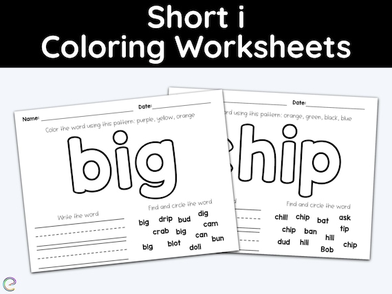 Short i short vowels kids coloring pages children activities homeschool printable kindergarten worksheets learning materials