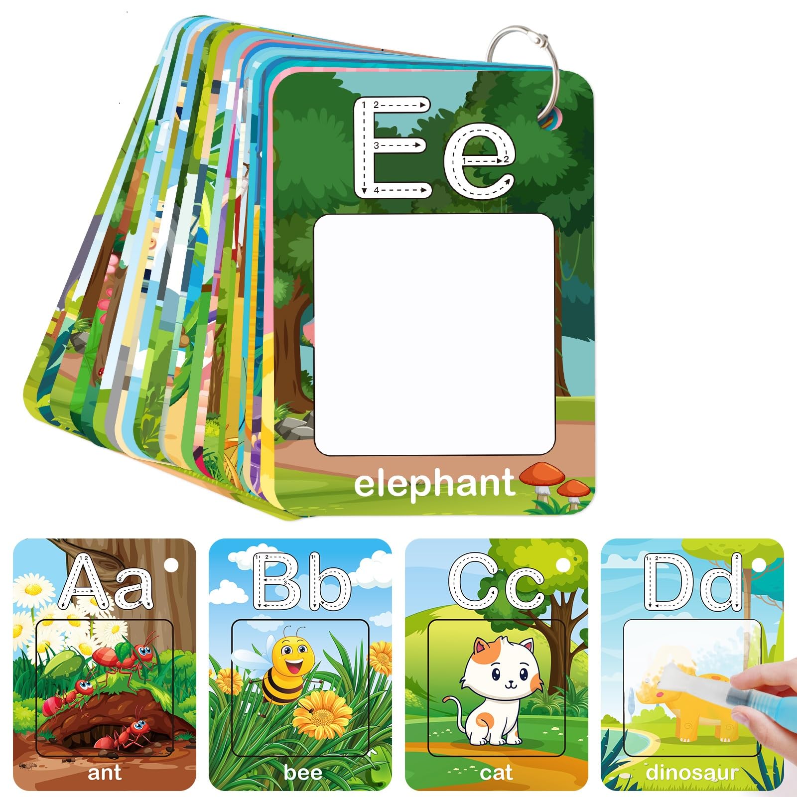 Alphabet water coloring cards mess free painting double flashcards for kids