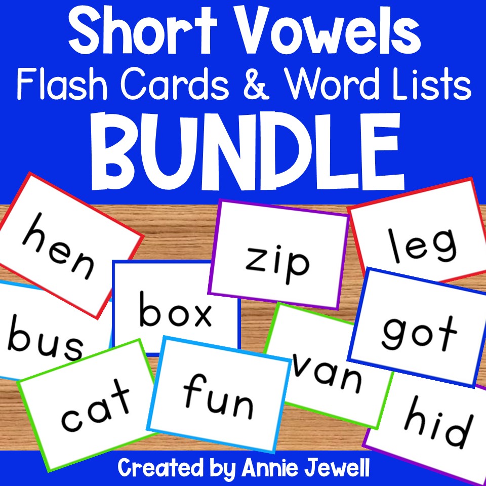 Short vowel cvc flash cards and word lists bundle made by teachers