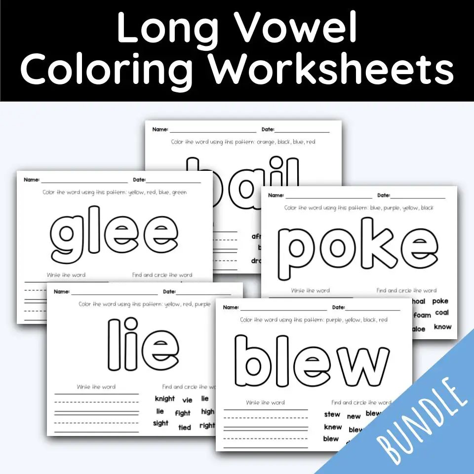 Long vowel coloring worksheets packet