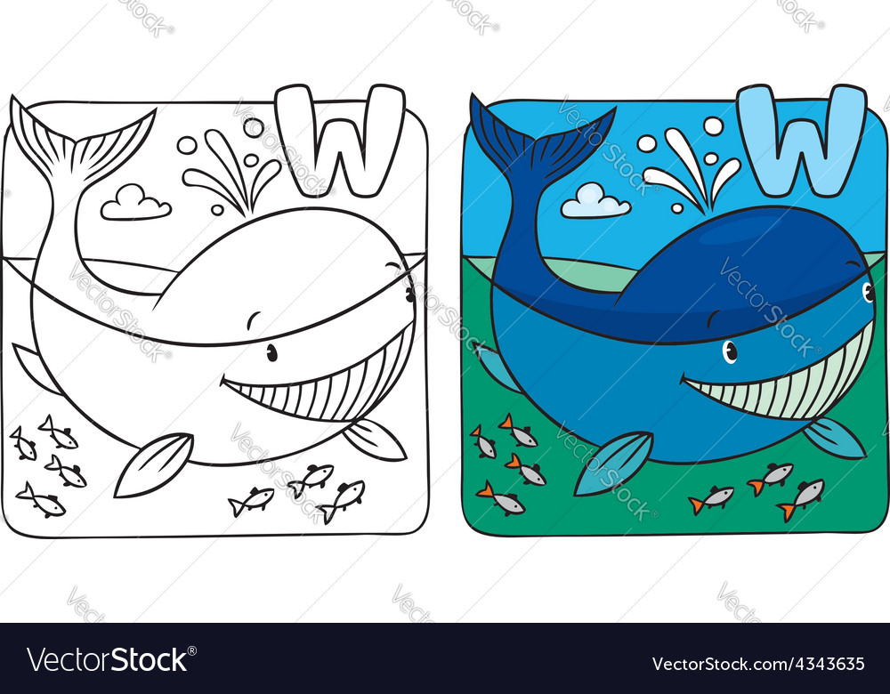 Little whale coloring book alphabet w royalty free vector