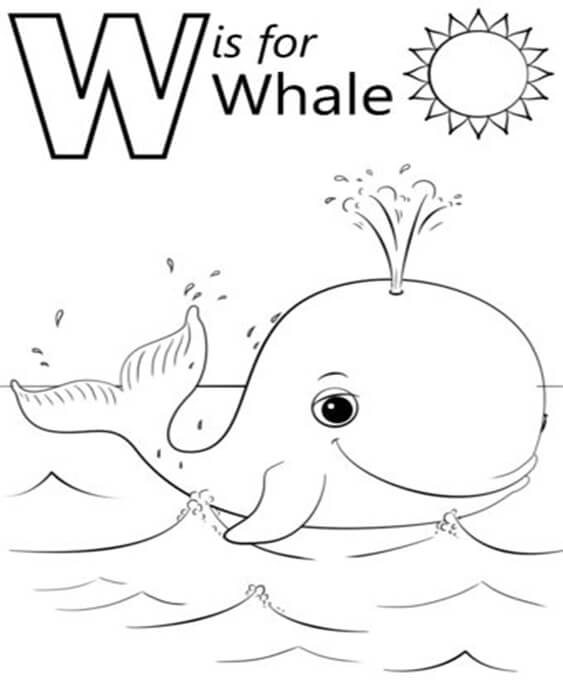 Free easy to print whale coloring pages