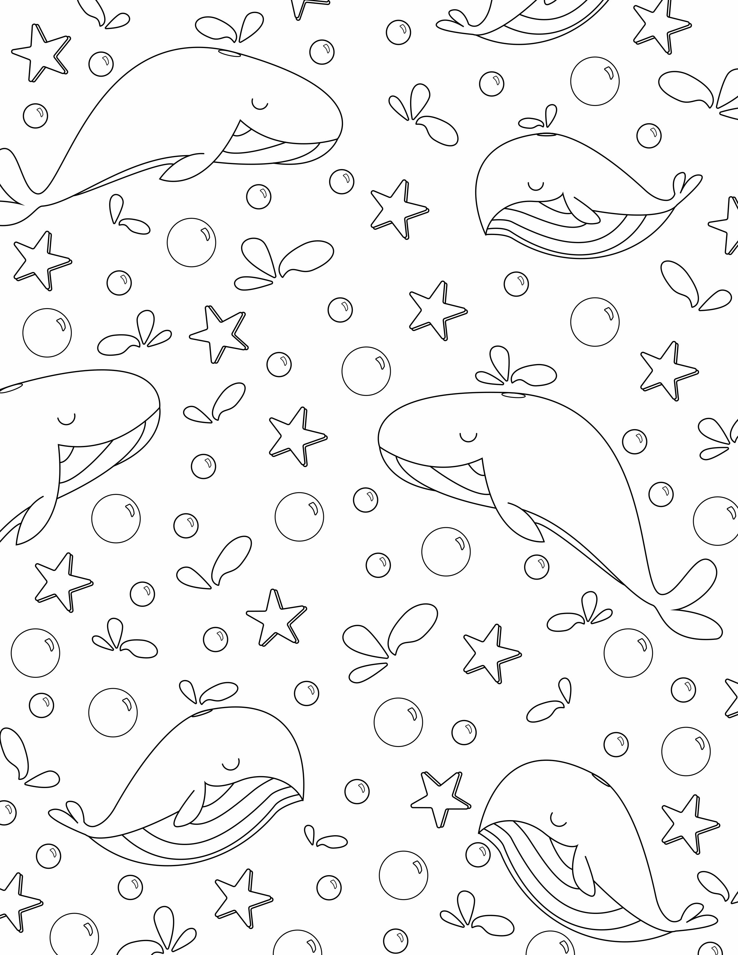 Whales and forest coloring pages