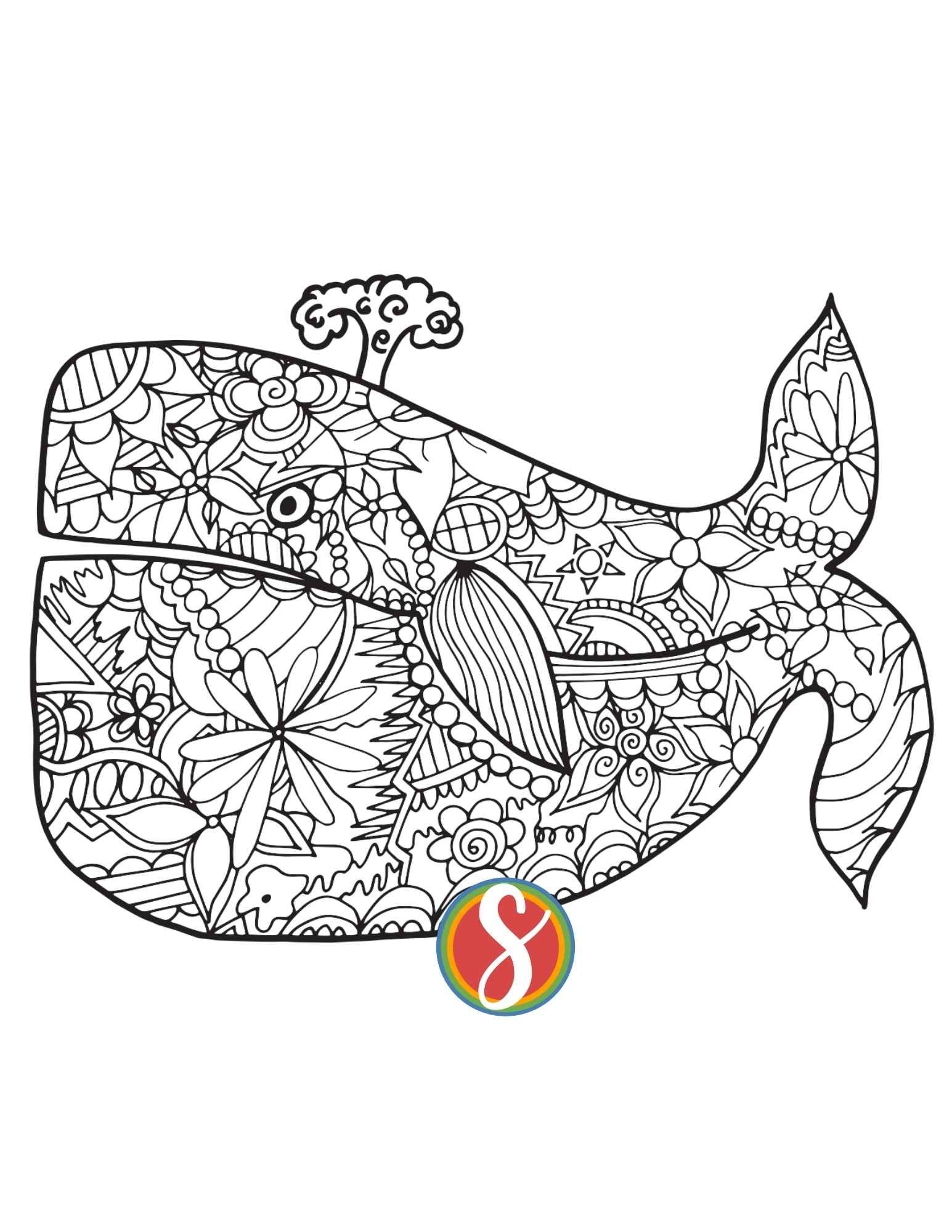 Free whale coloring pages â stevie doodles