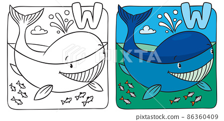 Little whale coloring book alphabet w