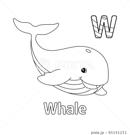 Whale alphabet abc coloring page wãããããç æ