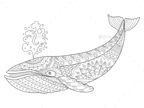 Whale coloring book vector illustration vectors