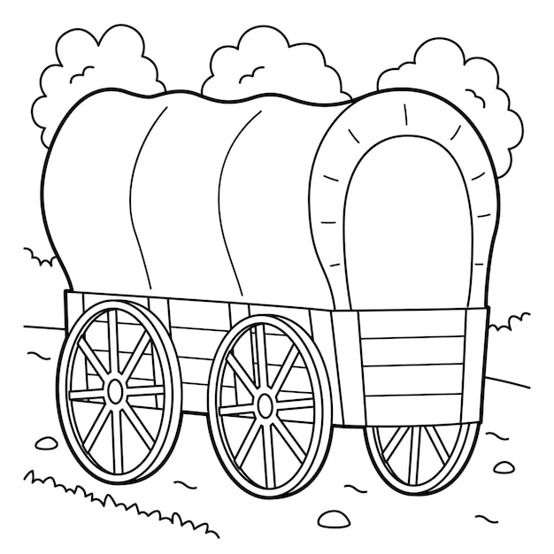 Premium vector wagon vehicle coloring page for kids
