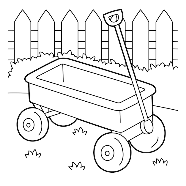Premium vector wagon vehicle coloring page for kids