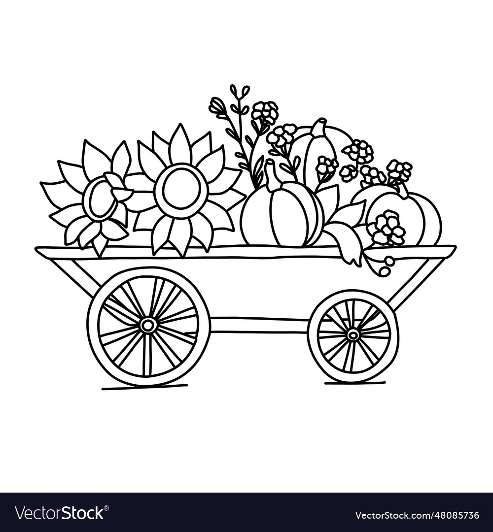 Coloring page with sunflowers autumn royalty free vector