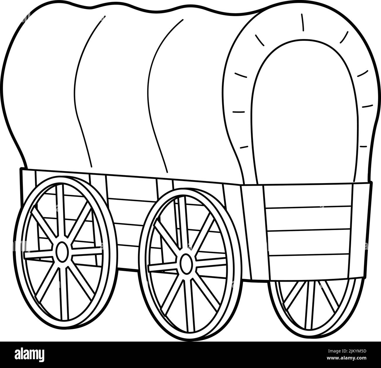 Wagon vehicle coloring page for kids stock vector image art