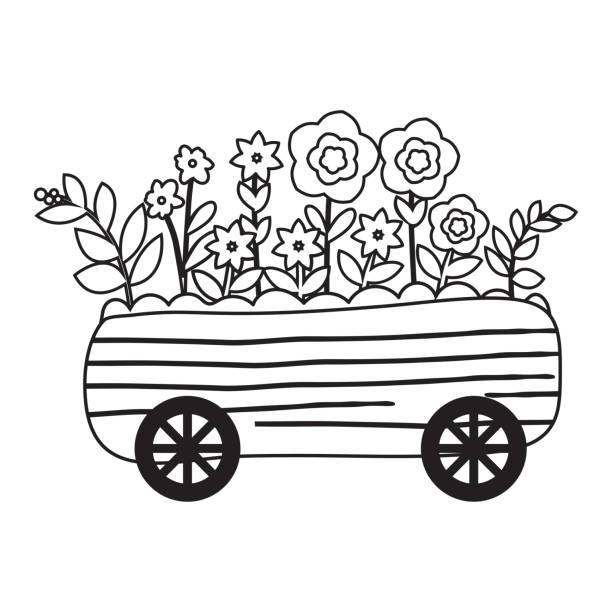 Flower wagon stock illustrations royalty