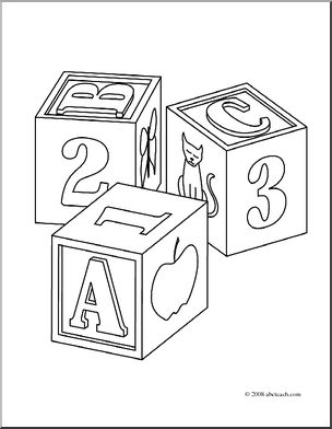 Clip art childs blocks coloring page i