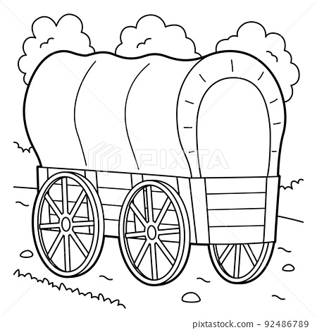Wagon vehicle coloring page for kids