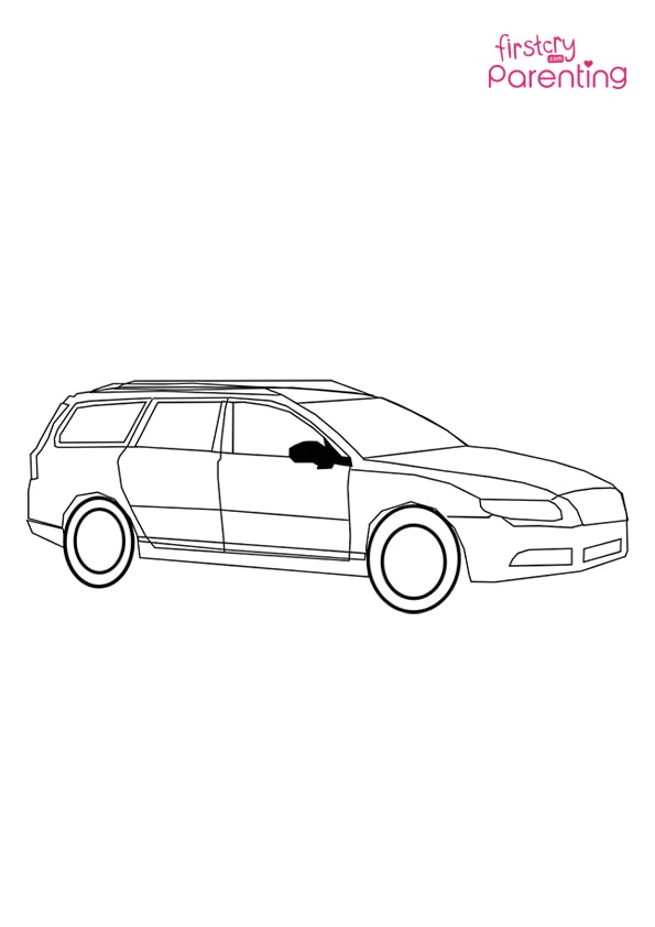 Wagon car coloring page for kids