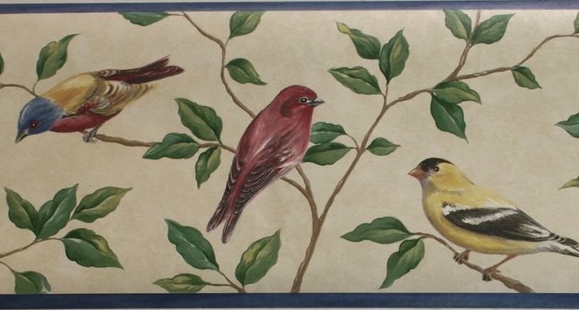 Wallpaper border with birds