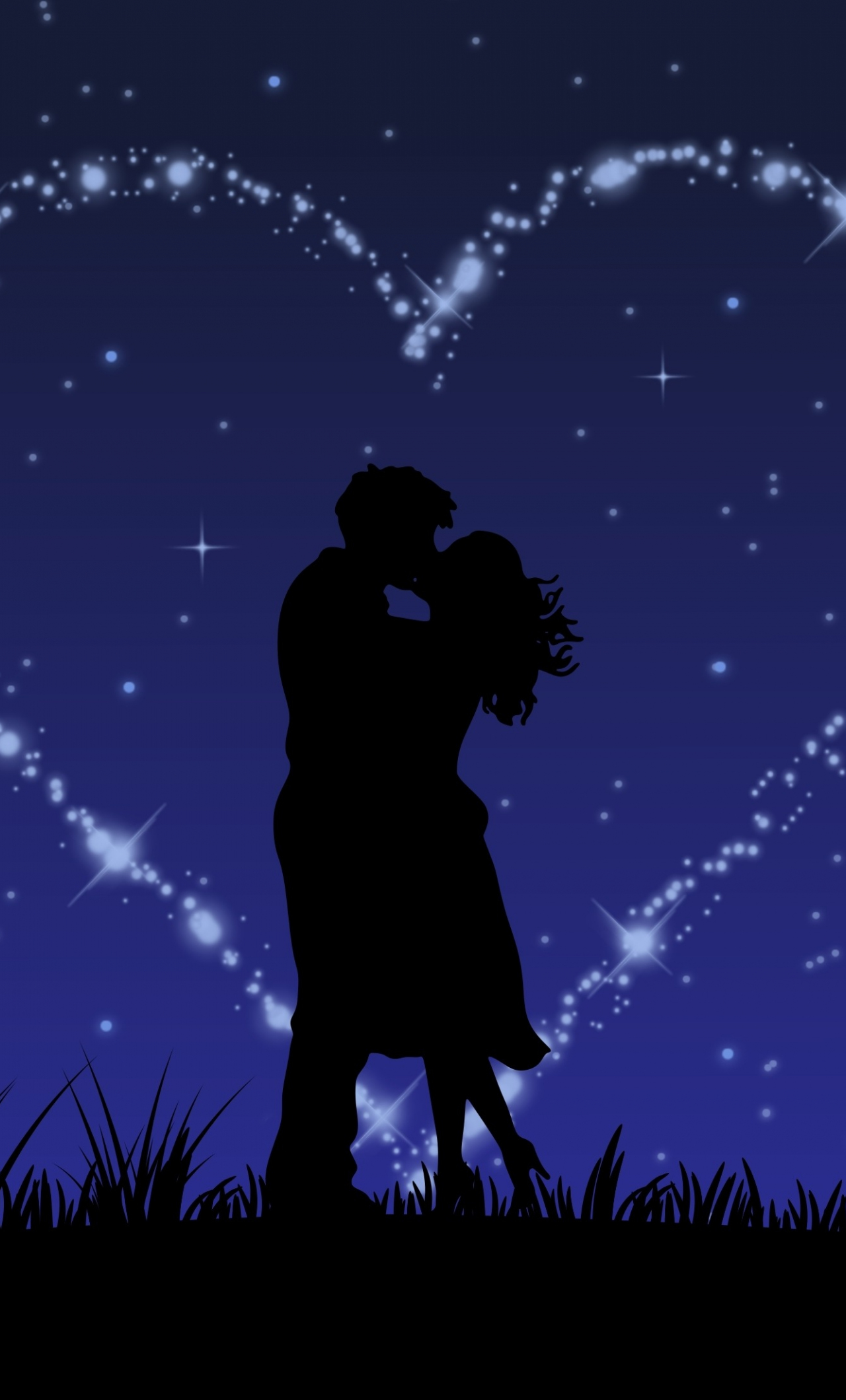 Download wallpaper x couple love kiss stars glitter digital art iphone plus x hd background