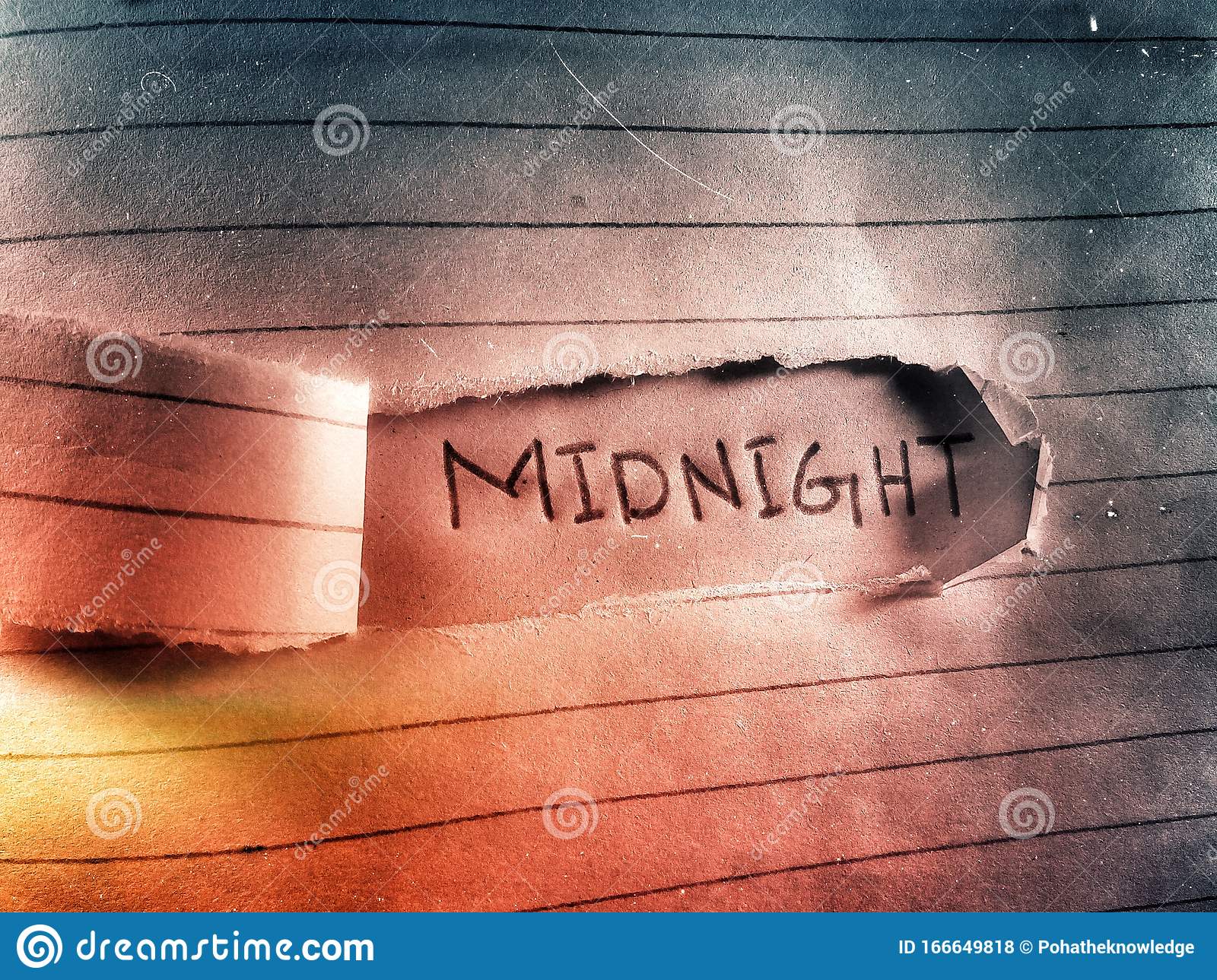 Beautiful background and wallpaper of the word midnight written by pencil stock photo