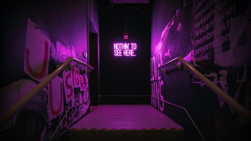 Nothing to see here wallpaper k neon sign stairway quotes