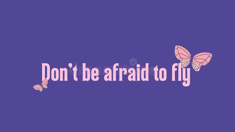 Pink and purple cute butterfly inspiring quote desktop wallpaper stock illustration