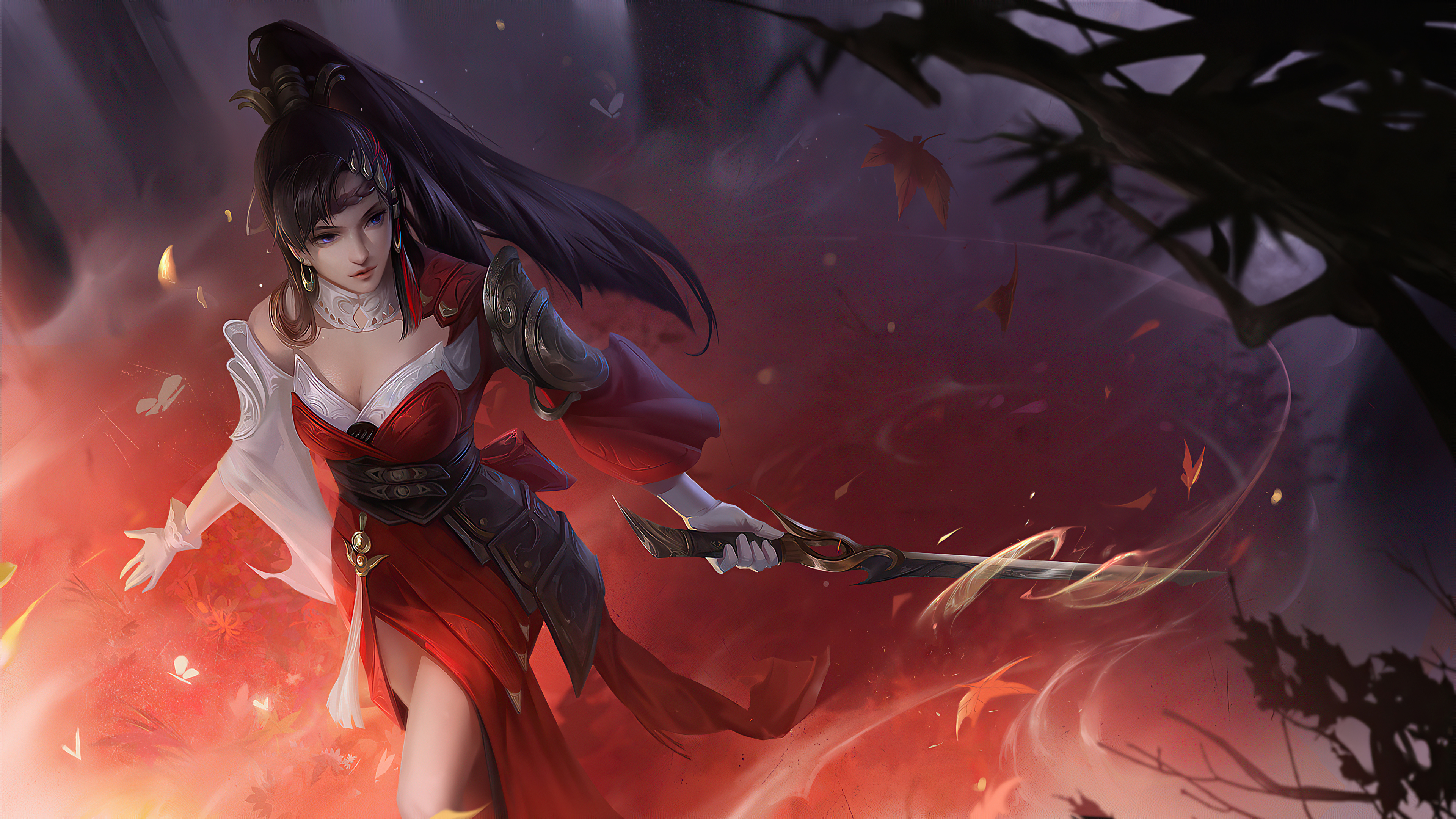 Anime girl warrior with sword k hd artist k wallpapers images backgrounds photos and pictures