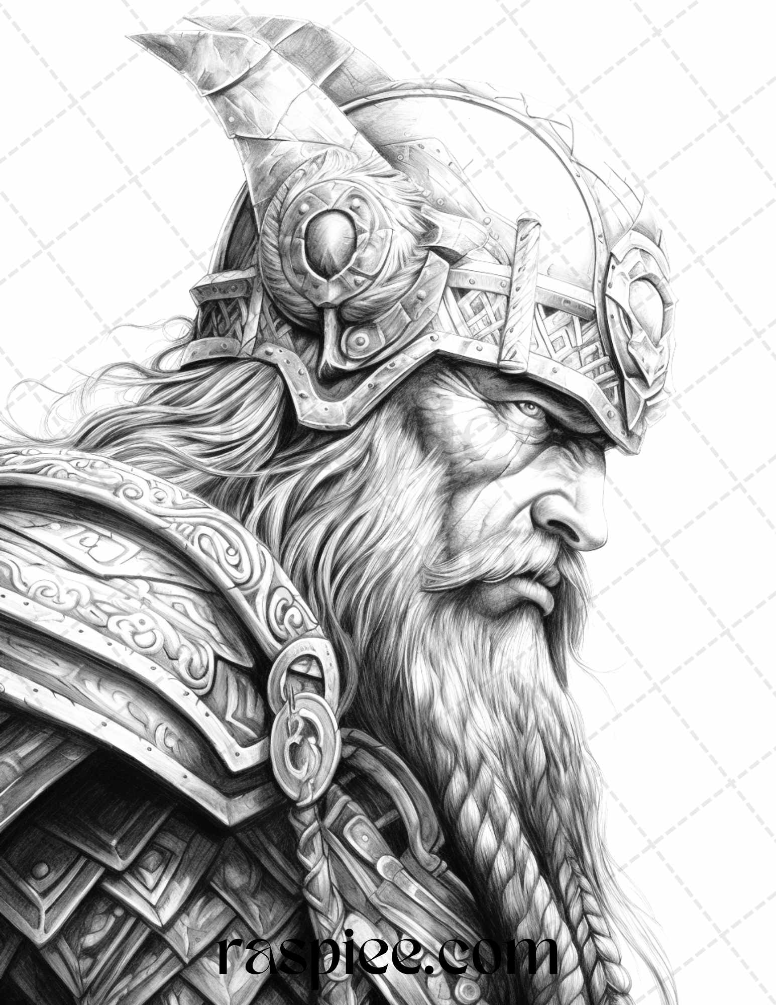 Viking warriors portrait grayscale coloring pages printable for adu â coloring