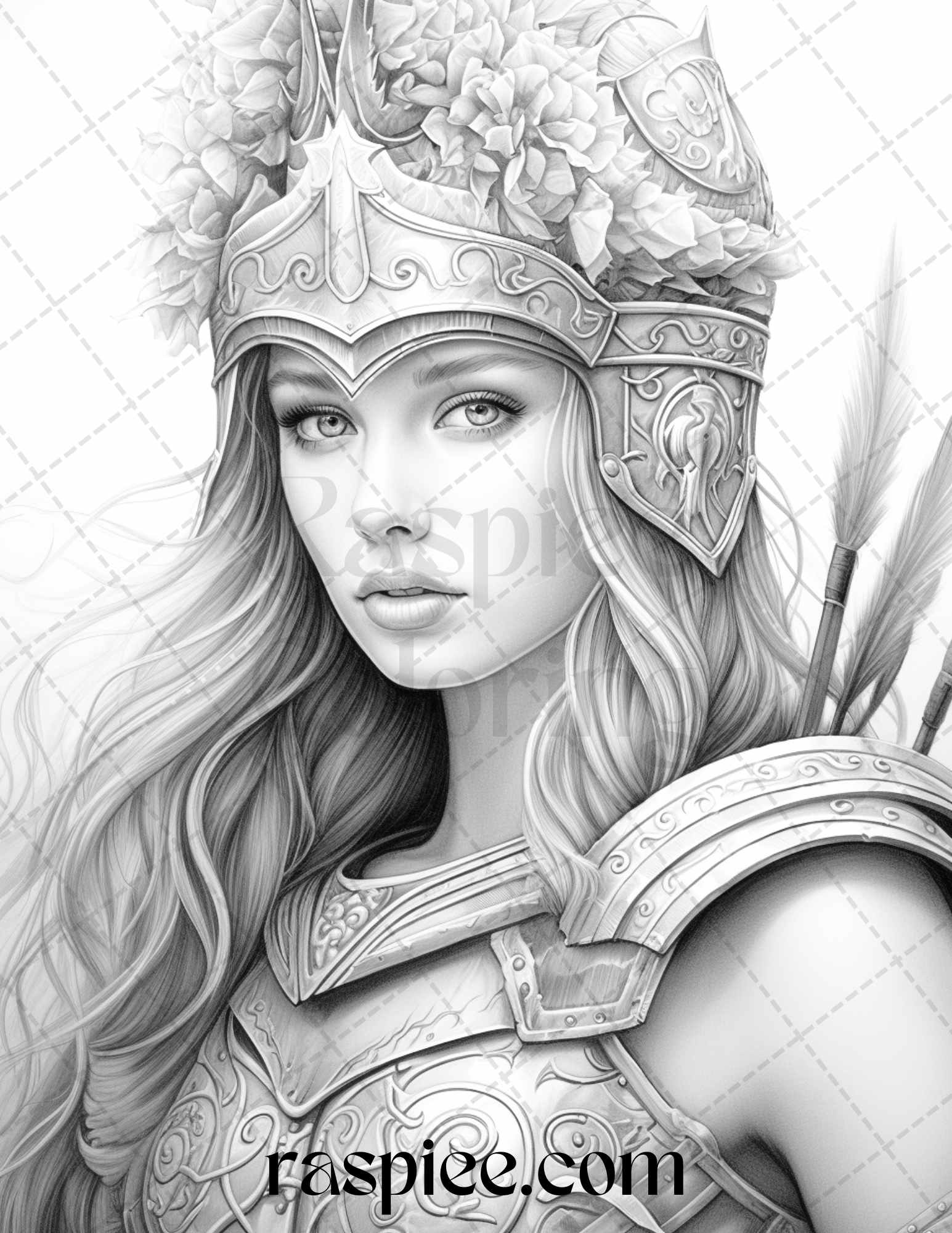 Greek women warriors grayscale coloring pages for adults printable pd â coloring