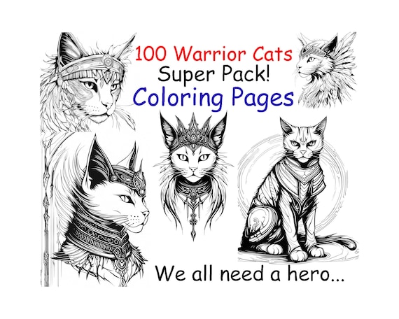 Cat warriors super pack housecat hero coloring book pages delicately detailed instant download printable all of my collection download now
