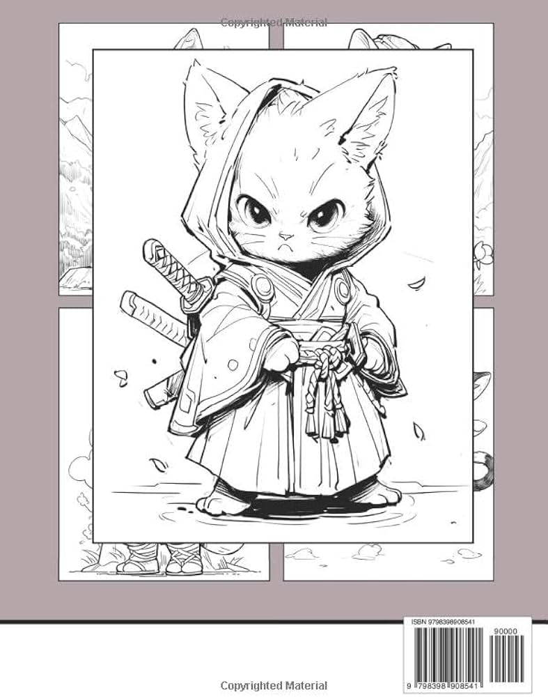 Samurai kittens coloring book cute baby cats warriors coloring pages with magical forest illustrations kawaii designs for kids curtis joseph books