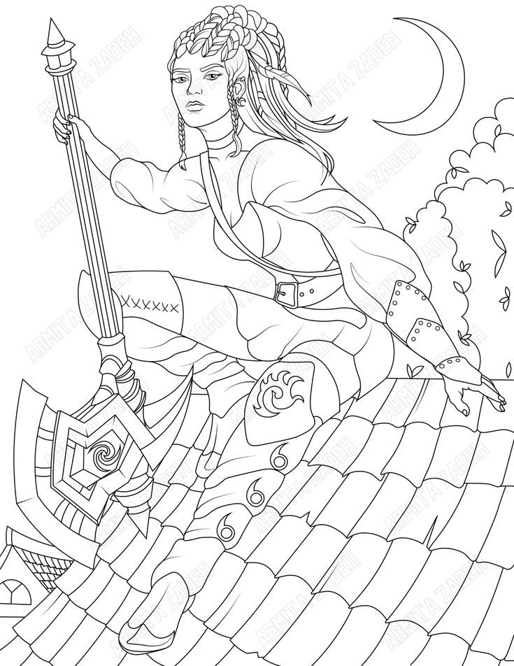 Fiery warrior coloring page