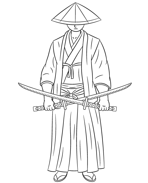 Samurai coloring page ancient warrior
