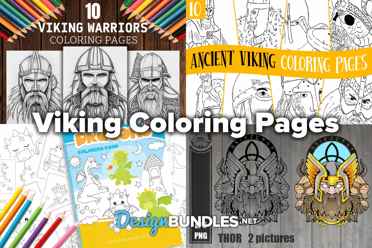 Viking coloring pages design bundles