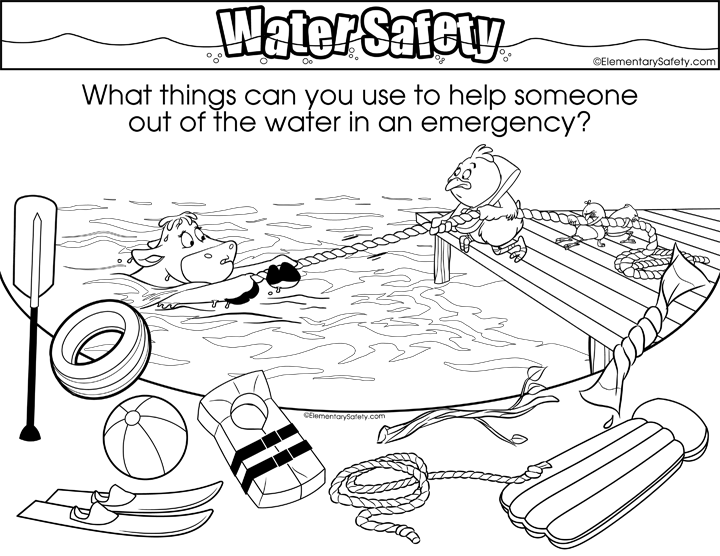 Water emergency objects â coloring water safety