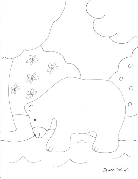 Bear in the water coloring page â wee folk art