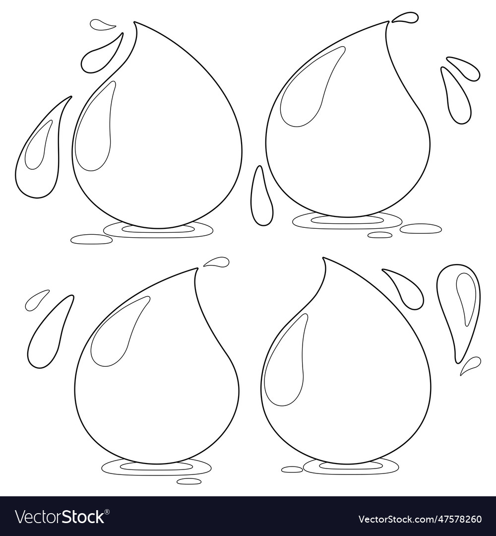 Water drops black and white coloring page vector image