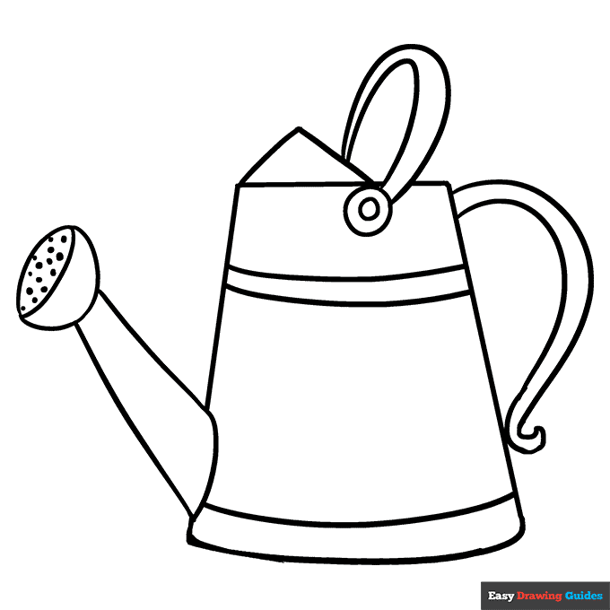 Watering can coloring page easy drawing guides