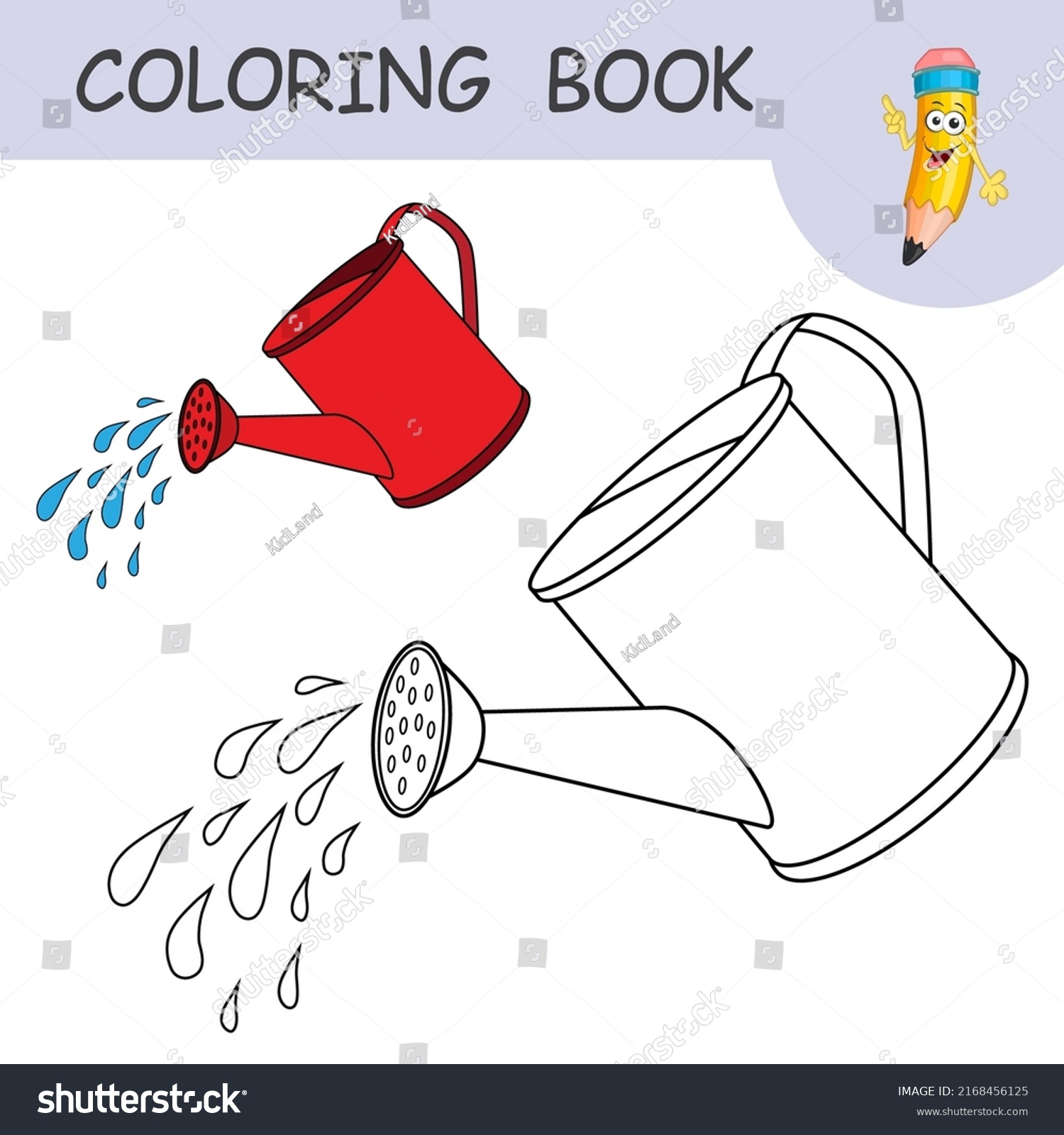 Coloring book cartoon watering can sprays stock vector royalty free